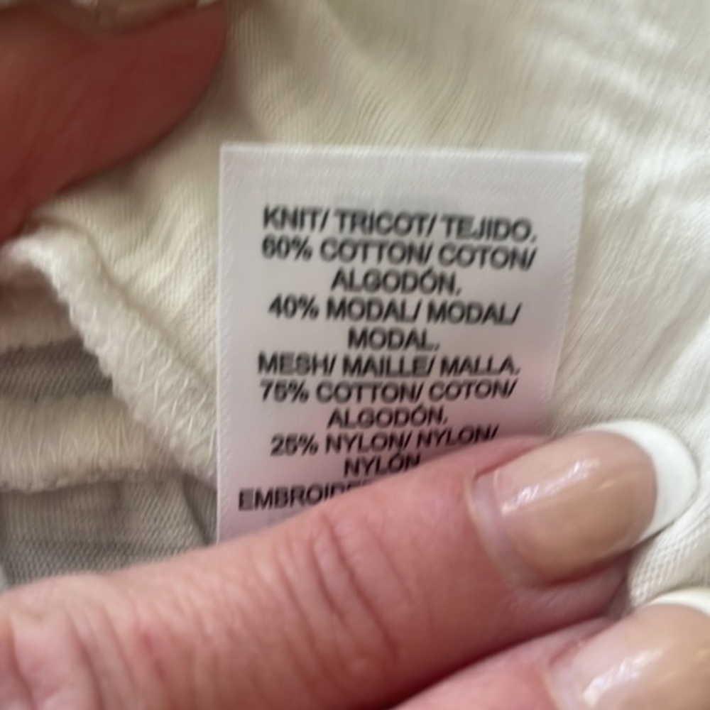 Lucky brand top medium white top ruffles embroidery - Picture 7 of 7